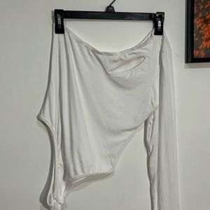 White One Shoulder Body Suit